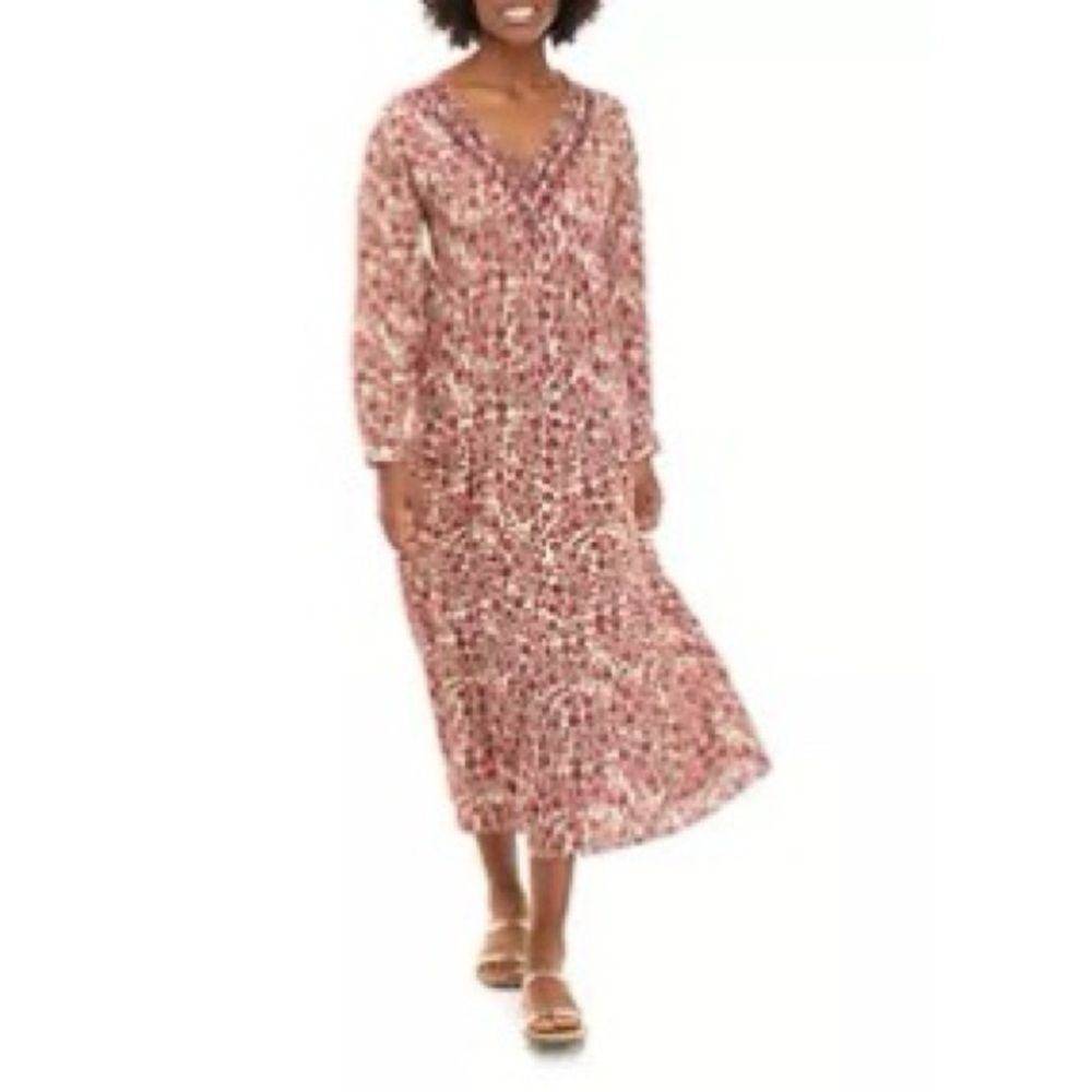 WONDERLY NWT Blue Floral Long Sleeve V-Neck Maxi Dress PXL - Picture 13 of 13